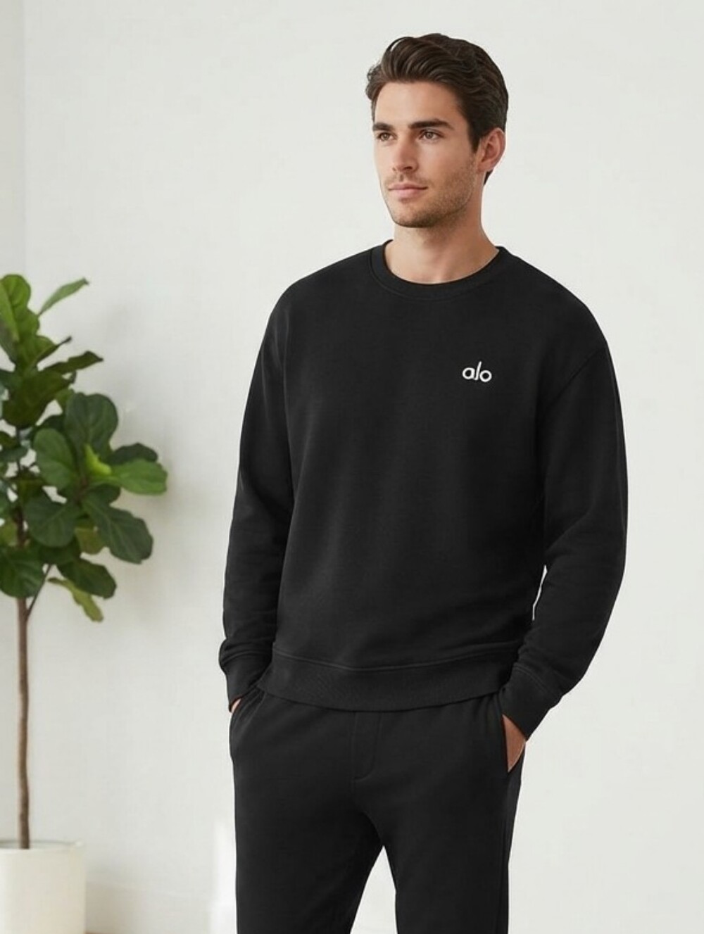 NWOT Alo Inspired Black Pullover Sweatshirt Size XL